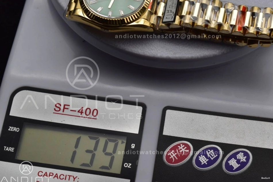 DayDate Steel YG 904L President Edition (Gain V5 on Stick with Green Bracelet Weight) Diamond vr3255 Best 36 QF Dial 0323